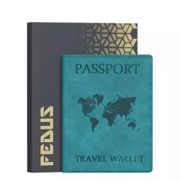 FEDUS Premium Word Passport Holder Faux Leather Cyan Wallet-image-5