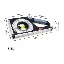 A&S TOOLSHOP Multifunctional Protractor Angle Finder Level Bubble Inclinometer Magnetic 25 cm Length Black, AS-01 image 2