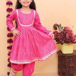 Vastrarth Girls Floral Printed Regular Pure Cotton Kurti with Salwar-image-84