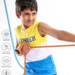 Pine Active Polyester Sleeveless T-Shirt Text Printed - Yellow Blue-image-87