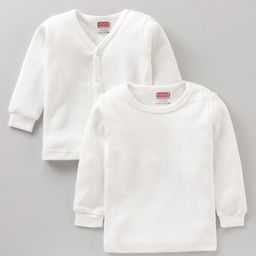 Babyhug Full Sleeves Thermal Vests Pack Of 2 - Offwhite-image-9