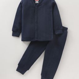Babyhug Full Sleeves Solid Color Thermal Inner Wear - Dark Navy Blue-image-32