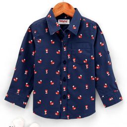 Babyhug Cotton Woven Full Sleeves Fox Printed Shirt - Navy-image-85
