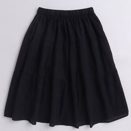 Aww Hunnie 100% Cotton Solid Tiered Skirt - Black-image-86