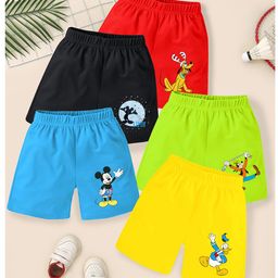 KUCHIPOO Pack of 5 Disney Featuring Mickey & Friends Printed Shorts - Multi Colour-image-62