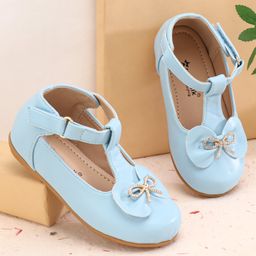 Cute Walk by Babyhug Slip On Ballerinas with Velcro Closure & Bow Applique - Blue-image-48