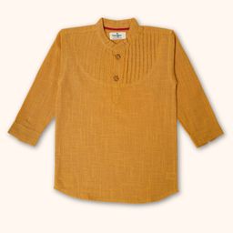 Peekaaboo Kids Pure Cotton Full Sleeves Solid Pintucks Detailed Shirt - Beige-image-74