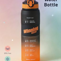 ZOE Freezer Safe & Leak Proof Sports Water Bottle Black & Orange - 1000 ml-image-93