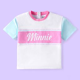 Babyhug Disney Single Jersey Knit Half Sleeves T-Shirt With Minnie Mouse Graphics - White & Pink-image-75