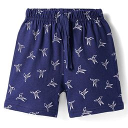 Babyhug Cotton Knit Mid Thigh Shorts with Paper Bird Print - Navy Blue-image-101