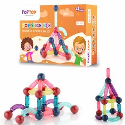 Poptop Magnetic Sticksneo & Balls Building Set |STEAM Learning Toy for Creative Construction (26 pcs) - Educational Toys for Toddlers 3+ Years-24