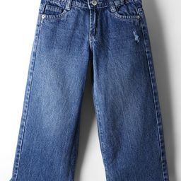 Olio Kids Denim Woven Full Length Solid Colour Flared Jeans - Navy Blue-image-67