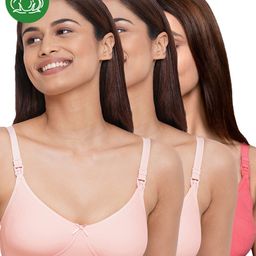 Inner Sense Organic Cotton Knit Pack Of 3 Solid Antimicrobial Maternity Bras With Nursing Access - Multi Colour-picture-11