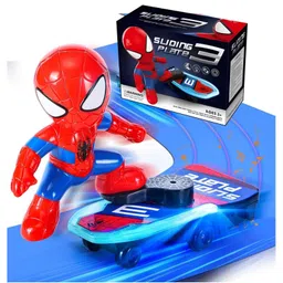 ADKD Spider Superhero Skateboard Sliding Plate Toy with Auto-Turning Action and LED Light Toy for Kids- Multicolor-picture-1