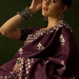 Mitera Ethnic Motifs Block Print Saree image 3