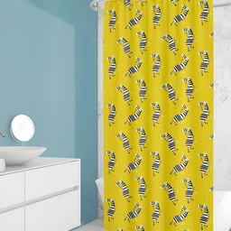 ArtzFolio Yellow & Black Geometric Printed Waterproof Shower Curtain-7