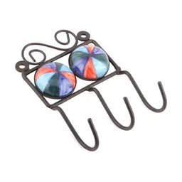 IndianShelf Black & Blue Printed Ceramic Wall Hook-image-76