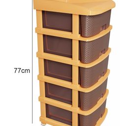 texro TEX-RO Plastic Modular Drawer Storage Chest Of Drawers Organizer Storage Box Large Stomo Racks For Multipurpose Antislip Shoes Organizers 5 Layer - Brown image 3