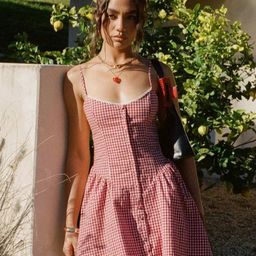 LULU & SKY Checked Organic Cotton A-Line Mini Dress-image-79