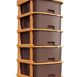 texro TEX-RO Plastic Modular Drawer Storage Chest Of Drawers Organizer Storage Box Large Stomo Racks For Multipurpose Antislip Shoes Organizers 5 Layer - Brown image 5