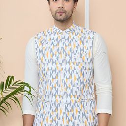 See Designs Printed Slim Fit Cotton Nehru Jacket-47