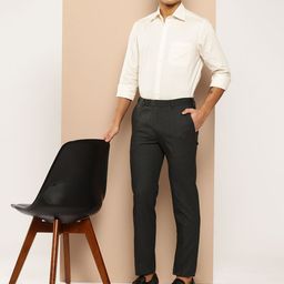 INVICTUS Men Self Checked Formal Trousers-picture-26