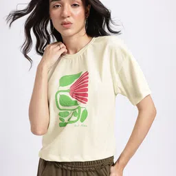 glitchez Flex With Florals Drop-Shoulder Sleeves Crop Boxy Fit T-shirt-image-27