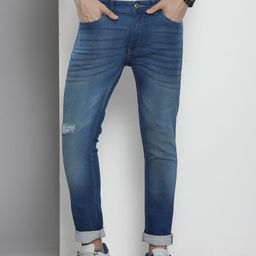 The Indian Garage Co Men Blue Slim Fit Low Distress Light Fade Stretchable Jeans-image-25
