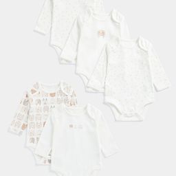 mothercare Infants Pack Of 5 Bear & Fox Printed Cotton Bodysuits-image-29