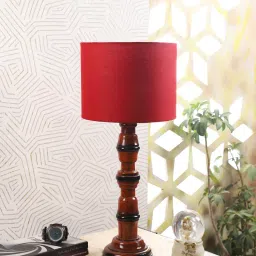 Tucasa NTU-191 B-22 Table Lamp with Wood Base (Red) image 4