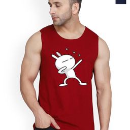 SLOWLORIS Pack Of 2 Graphic Printed Combed Cotton Gym Vests-picture-19