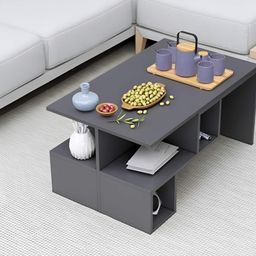 HEXA RED Grey Wooden Rectangular CoffeeTable image 5