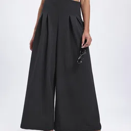 glitchez Women Show-Stopping Pleats High-Rise Baggy Fit Fit Wide Leg Trousers with Tie-Ups-image-76