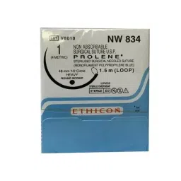 Ethicon 100 cm 4-0 USP Blue Prolene 1 Monofilament Suture NW834 Pack of 12 Pcs-3