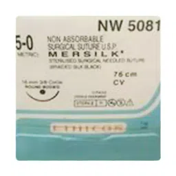 Ethicon 76 cm 5-0 USP Black Mersilk Black Braided Suture NW5081 Pack of 12 Pcs-43