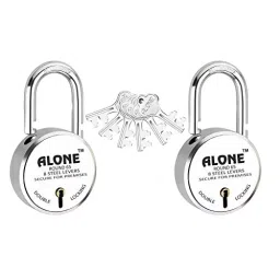 ALONE LOCKS Round 65 mm Steel Chrome 6 Same Keys Double Locking Padlock (Pack of 2)-image-22
