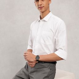 Nautica Men Premium Slim Fit Striped Cotton Linen Formal Shirt-picture-41