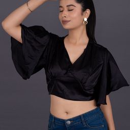 La Aimee Women Satin Blouson Crop Top-image-72