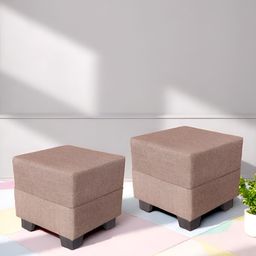 Ikiriya Pack Of 2 Beige Wooden Square Ottomans-8