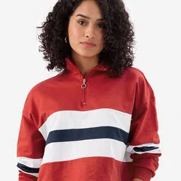 The Souled Store Women Striped Polo Collar Cut Outs T-shirt-image-43