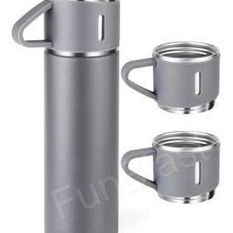 FunBlast Stainless Steel Vacuum Flask Cups Set 500 ml  Grey-image-33