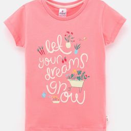 Ollypop Half Sleeves Cotton Quote Print - Peach-picture-12