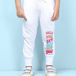 NUSYL Everyday Motivation Theme Run Day Text Placement Printed Unisex Track Pant - White-image-23