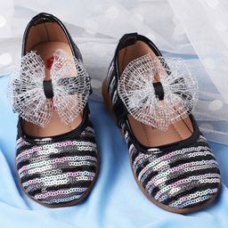 Mine Sole Sequin Embellished & Bow Detailed Bellies - Black-image-14