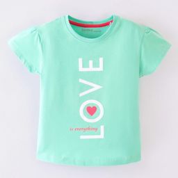 Doreme  Single Jersey Knit  Half Sleeves T-Shirt with Text Print -  Green-image-90