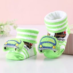 Cute Walk by Babyhug Sock Shoes with Car Applique - Green-image-54