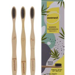 awenest Bamboo Toothbrush With Charcoal Activated Soft Bristles and Neem Coated Handle - Pack Of 3-15