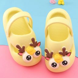 Oh! Pair Clogs with Back Strap Closure & Reindeer Applique - Yellow-picture-0