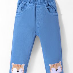 Little Kangaroos 100% Cotton Woven Full Length Comfort Fit Washed Denim Jeans - Blue-picture-14