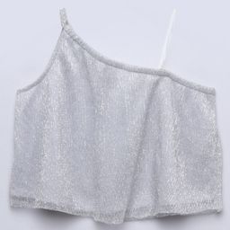 Taffykids Sleeveless Shimmered Crop Top - Silver-picture-9